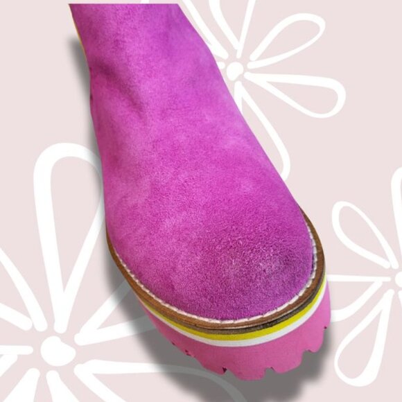 GIROTTI NWT Suede Leather Chelsea Boots Pink Size 37 EU Size 6 to 6.5 US - Picture 7 of 10